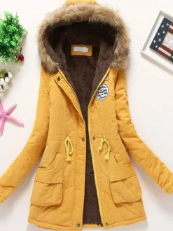 Women Winter Coats Light Pink Hooded Cotton Outerwear