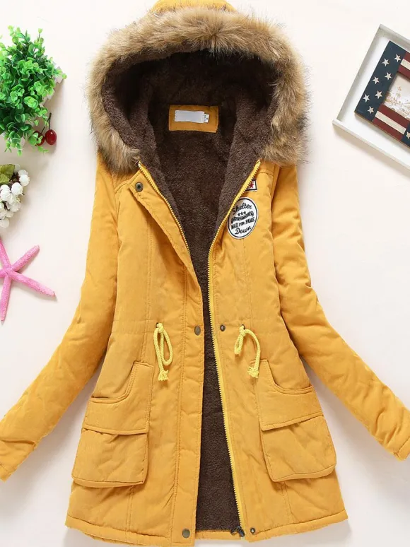 Women Winter Coats Light Pink Hooded Cotton Outerwear