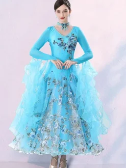Women Ballroom Competition Dress Modern Performance Costume Handmade Tango Dance Dresses Foxtrot Flamenco Dance Outfit