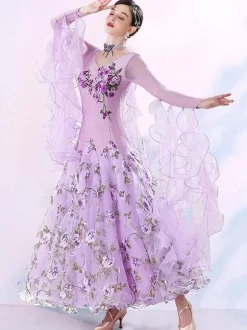 Women Ballroom Competition Dress Modern Performance Costume Handmade Tango Dance Dresses Foxtrot Flamenco Dance Outfit