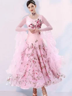 Women Ballroom Competition Dress Modern Performance Costume Handmade Tango Dance Dresses Foxtrot Flamenco Dance Outfit