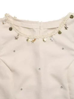 Women Beaded Star Trim Sleeveless Tank Elastic Waist Shorts 2 Piece Linen Set