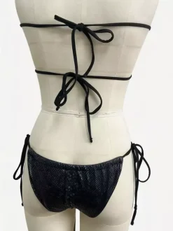 Women Bikini Swimsuit Black Lace Up Summer Beach Swimwear