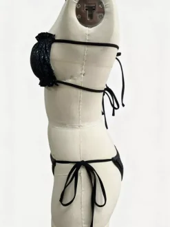 Women Bikini Swimsuit Black Lace Up Summer Beach Swimwear