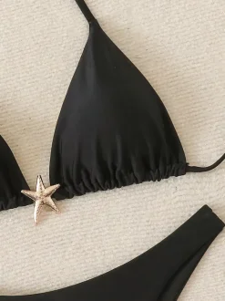 Women Bikini Swimsuit Black Lace Up Summer Beach Bathing Suits