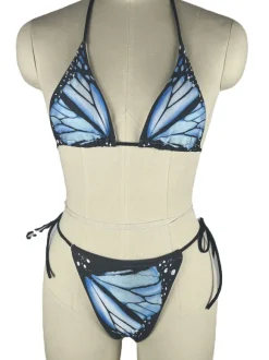 Women Bikini Swimsuit Blue Halter Summer Sexy Bathing Suits