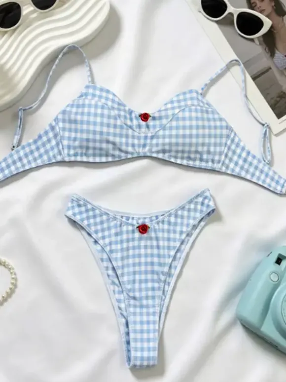 Women Bikini Swimsuit Blue Summer Beach Bathing Suits