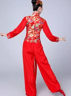Women Chinese Folk Dance Costumes Asian Yangko Costumes Tang Suit Dance