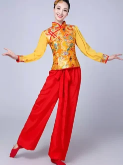 Women Chinese Folk Dance Costumes Asian Yangko Costumes Tang Suit Dance
