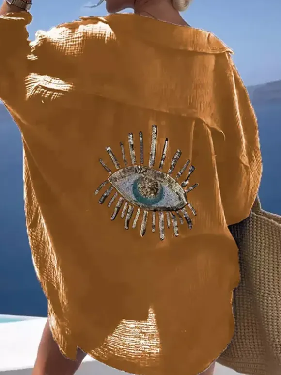 Women Cover Up Eye Printed Oversize Bikinis Beach Cover Up