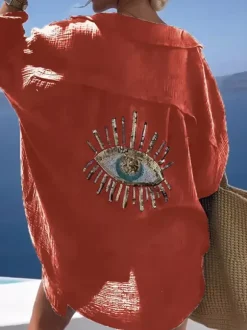 Women Cover Up Eye Printed Oversize Bikinis Beach Cover Up