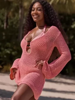 Women Cover Up Knitted Hollow Bikinis Beach Summer Cover Up