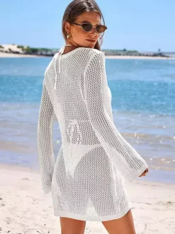 Women Cover Up Knitted Hollow Bikinis Beach Summer Cover Up