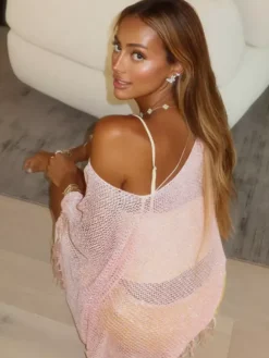 Women Cover Ups Light Sky Blue Off-The-Shoulder Summer Beach Bathing Suits