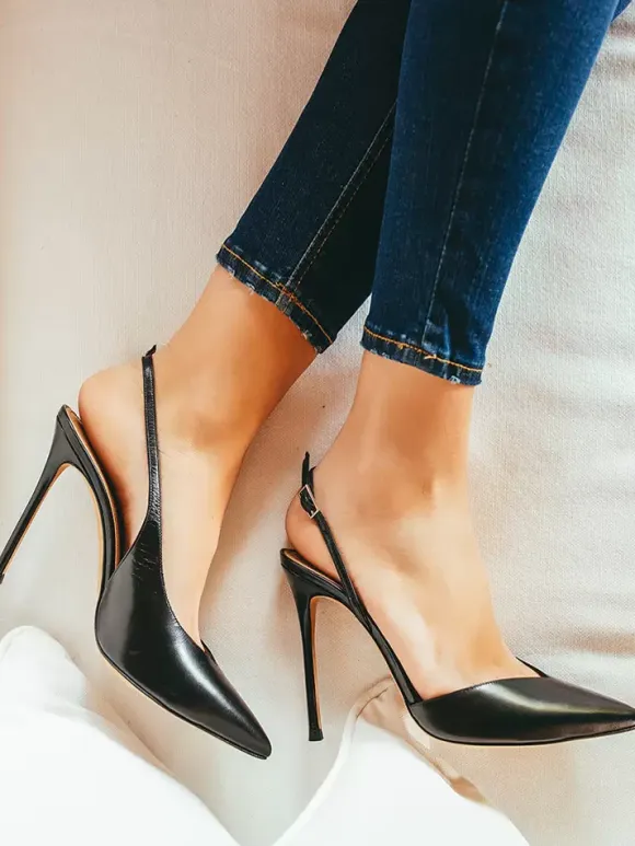 Women Dress Pumps Slingback Desinged Pointed Toe High Heels