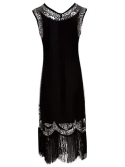 Women Flapper Dress Black 1920s Fashion Style Fashion Style Outfits Great Gatsby Fringe Sequined Costume Retro 20s Party Dress
