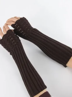 Women Gloves White Acrylic Fingerless Gloves