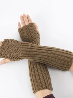 Women Gloves White Acrylic Fingerless Gloves
