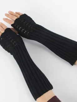 Women Gloves White Acrylic Fingerless Gloves