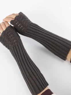 Women Gloves White Acrylic Fingerless Gloves