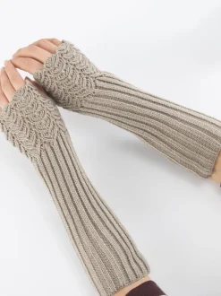 Women Gloves White Acrylic Fingerless Gloves