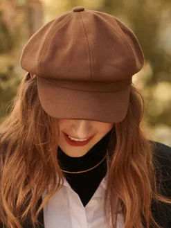 Women Hats Beautiful Acrylic Fiber Coffee Brown Beret