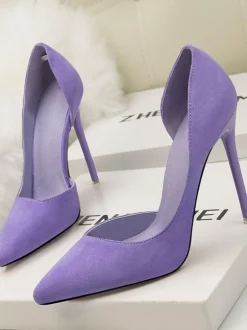 Women High Heels Pointed Toe Stiletto Heel Chic Suede Leather Royal Blue Sexy Stiletto Heels