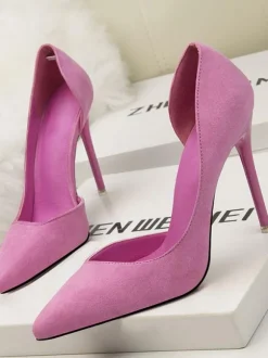 Women High Heels Pointed Toe Stiletto Heel Chic Suede Leather Royal Blue Sexy Stiletto Heels