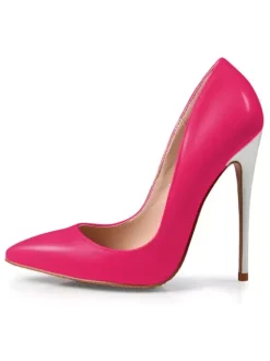 Women High Heels Pointed Toe Slip On Pumps Yellow Basic Heeled Shoes
