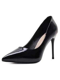 Women High Heels Stiletto Heel Pointed Toe Patent Leather Burgundy Pumps
