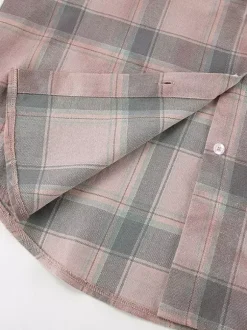 Women Jacket Turndown Collar Plaid Casual Long Sleeve Cardigans