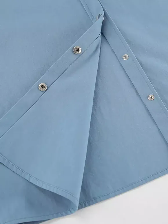 Women Jacket Turndown Collar Buttons Cotton Long Sleeve Outerwear