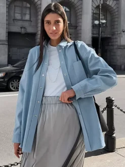 Women Jacket Turndown Collar Buttons Cotton Long Sleeve Outerwear