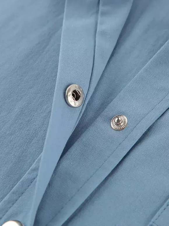 Women Jacket Turndown Collar Buttons Cotton Long Sleeve Outerwear