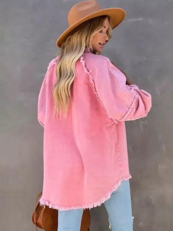 Women Jacket Turndown Collar Long Sleeve Oversized Outerwear