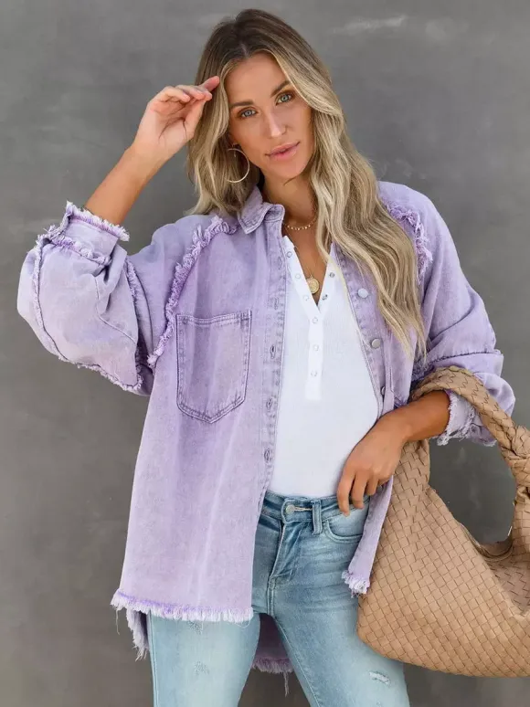 Women Jacket Turndown Collar Long Sleeve Oversized Outerwear