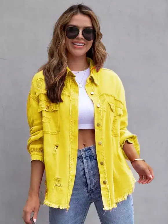 Women Jacket Turndown Collar Cotton Long Sleeve Oversized Outerwear