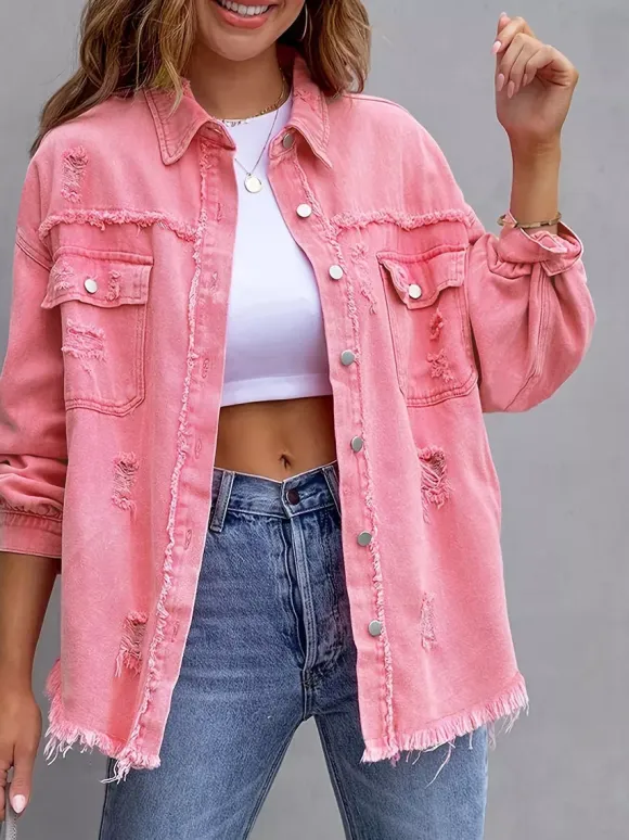 Women Jacket Turndown Collar Cotton Long Sleeve Oversized Outerwear