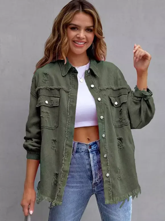 Women Jacket Turndown Collar Cotton Long Sleeve Oversized Outerwear