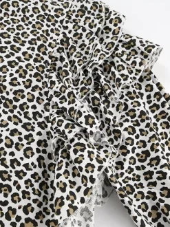 Women Jacket Turndown Collar Buttons Leopard Print Long Sleeve Outerwear