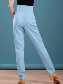 Women Latin Dance Pants Light Brown Lycra Spandex Pants Dancing Costume