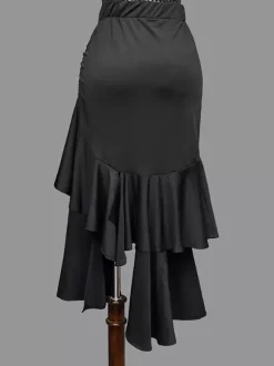 Women Latin Dnace Skirt Irregular Pleated Skirt For Latin Samba Dance Wear Salsa