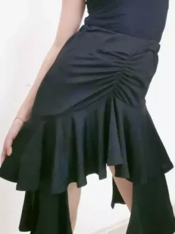 Women Latin Dnace Skirt Irregular Pleated Skirt For Latin Samba Dance Wear Salsa