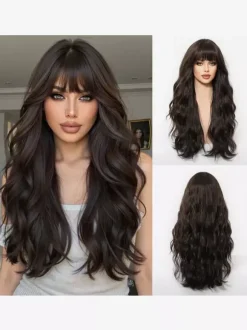 Women Long Wig Pink Chic Synthetic Wigs