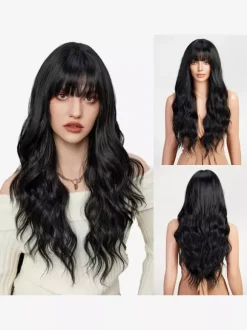 Women Long Wig Pink Chic Synthetic Wigs