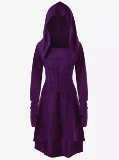Women Medieval Renaissance Dress Hooded Robe Elf For Cosplay