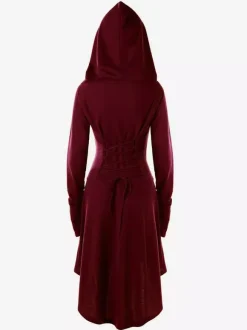 Women Medieval Renaissance Dress Hooded Robe Elf For Cosplay