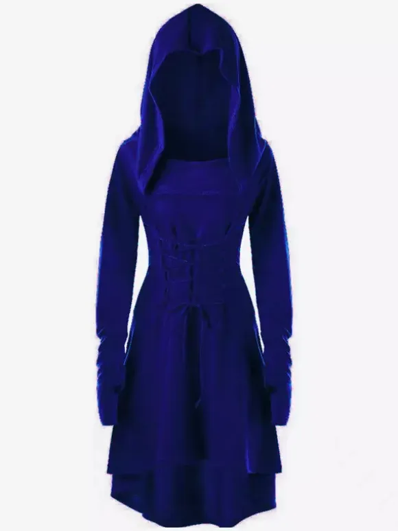 Women Medieval Renaissance Dress Hooded Robe Elf For Cosplay