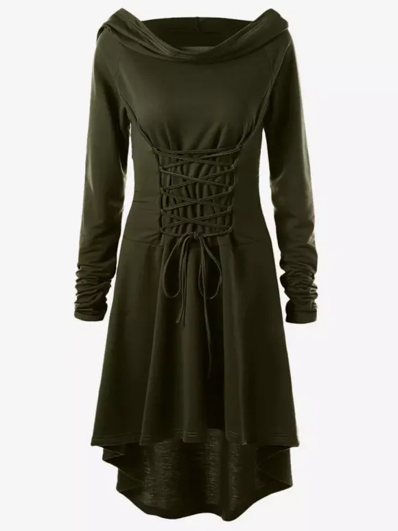 Women Medieval Renaissance Dress Hooded Robe Elf For Cosplay