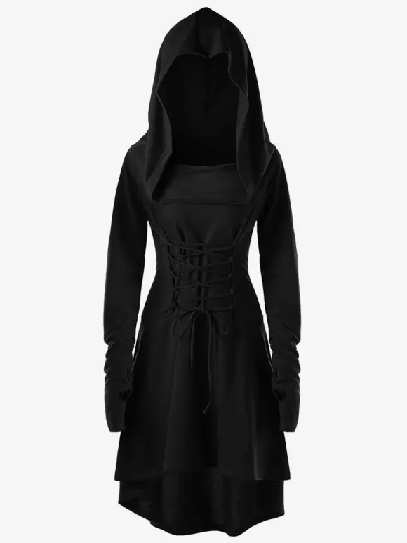 Women Medieval Renaissance Dress Hooded Robe Elf For Cosplay